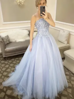 2020 Sweetheart Strapless Long Prom Dresses, School Graudation Evening Party Prom Dresses