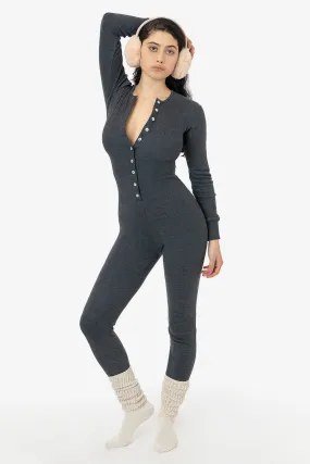 4390 - Poly Cotton Rib Henley One Piece