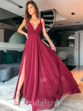 A-line New Spaghetti Straps Best Elegant Modest Long Party Evening Prom Dresses PD1342