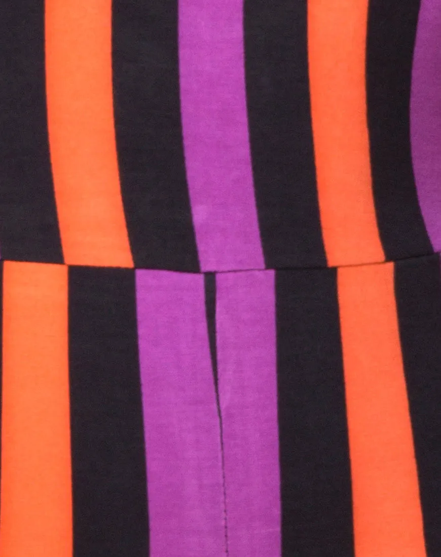 Acro Unitard in Stripe Purple and Orange