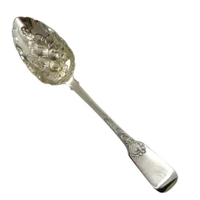 Antique 'James Le Bas' Sterling Silver Berry Serving Spoon C.1827