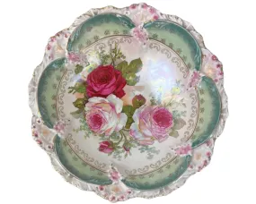 Antique Porcelain Bowl Roses Pattern Made in Germany 10.75