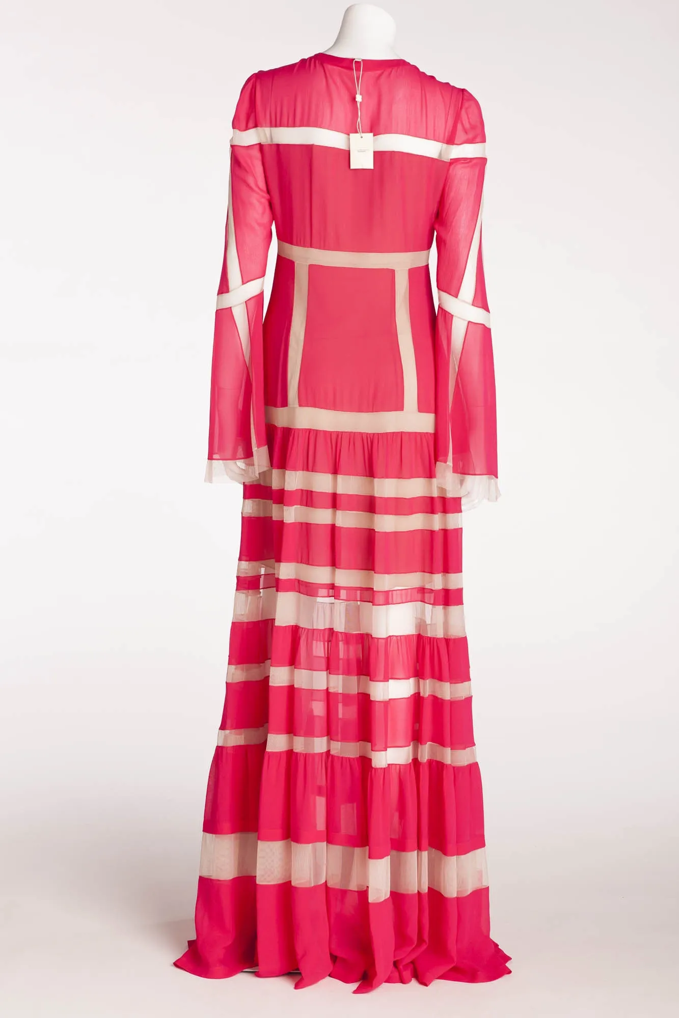 BCBG Maxazria Runway - "Sophy" Fuschia and Nude Long Sleeve Dress - S