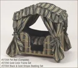 Black & Gold Stripes Canopy Pet Bed