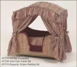 Burgundy Stripes Canopy Pet Bed