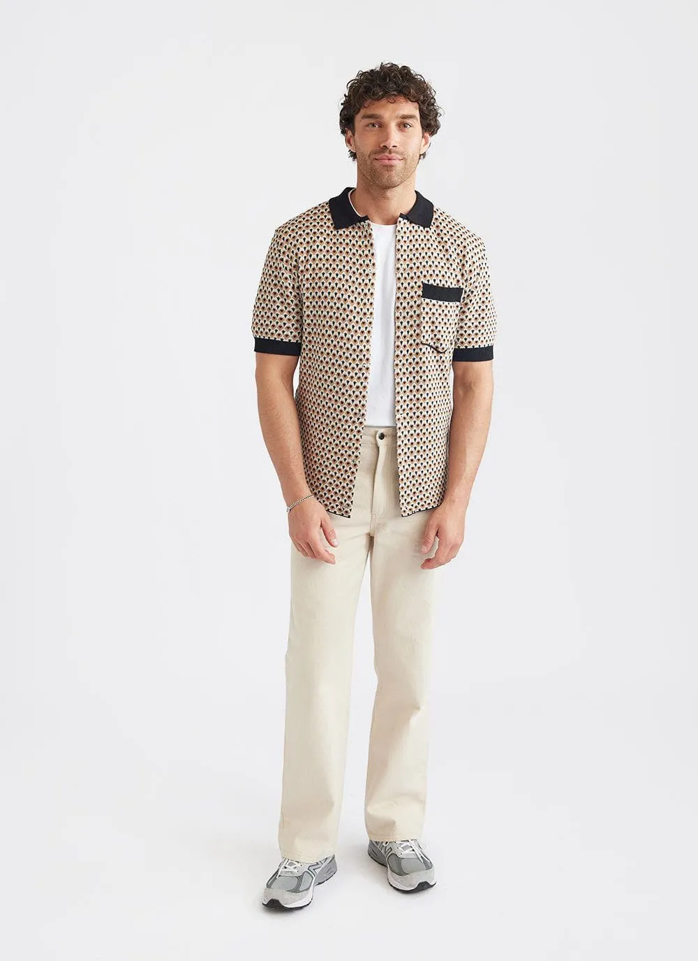 Casa Piccante Shirt | Knitted Cotton | Rust Jacquard