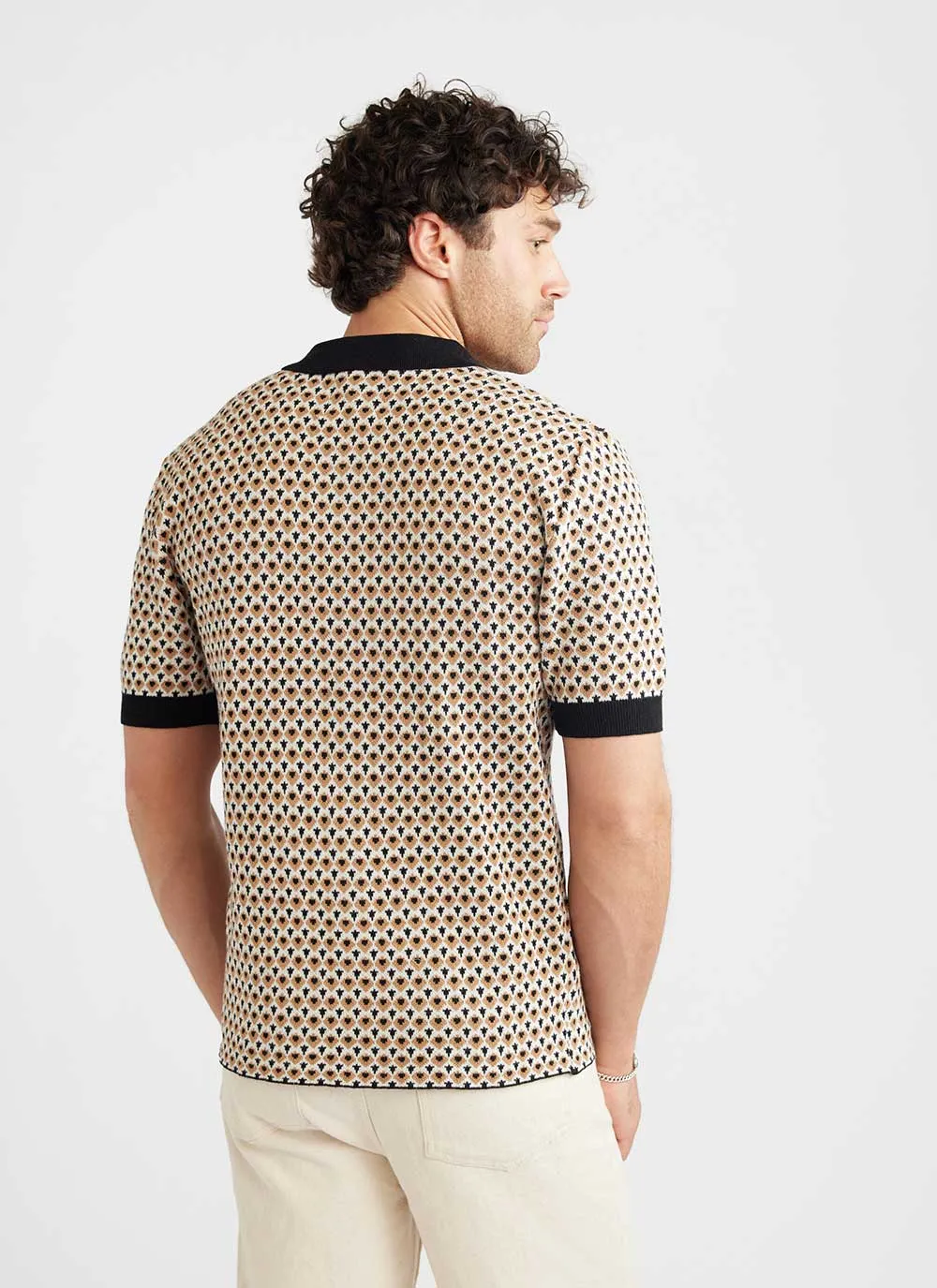 Casa Piccante Shirt | Knitted Cotton | Rust Jacquard