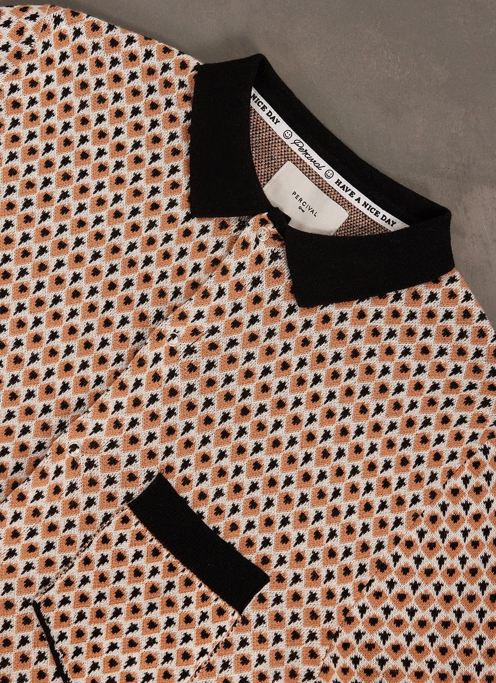 Casa Piccante Shirt | Knitted Cotton | Rust Jacquard