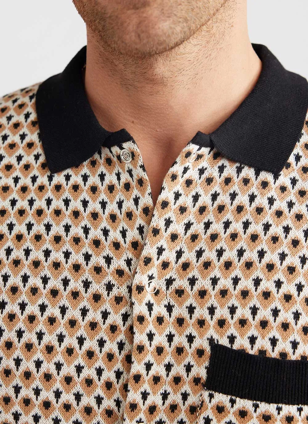 Casa Piccante Shirt | Knitted Cotton | Rust Jacquard