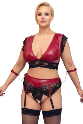 Cottelli Bondage Plus Size Red Black Lingerie Set