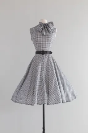 Darling 1960's Gingham Dress With Pussy Bow and Full Skirt / SM