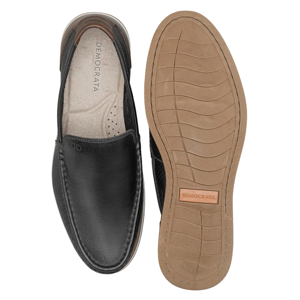 Democrata Flow Black/Tobacco Leather Slip-On (Men's)