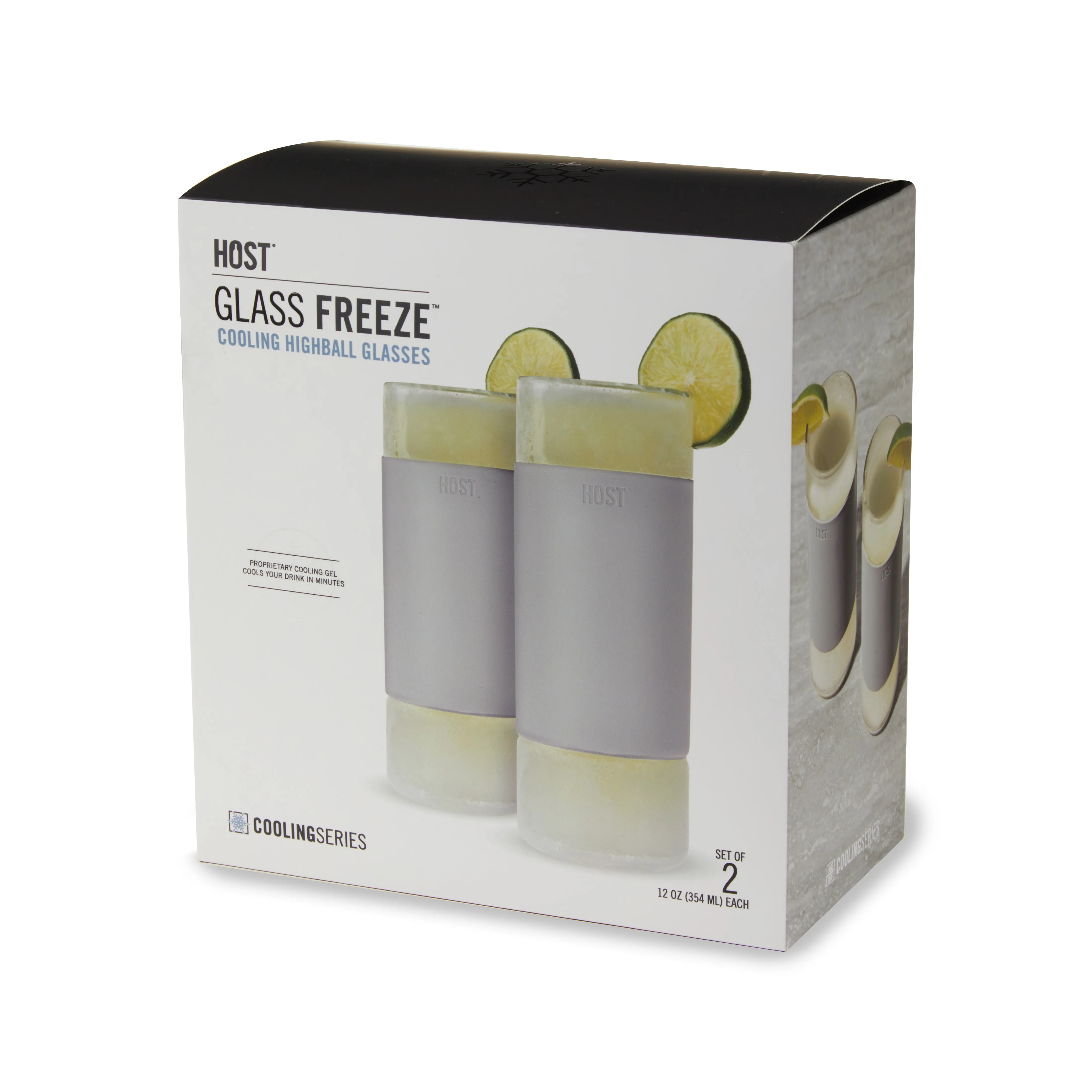 Glass Highball FREEZE™ Cooling Cups in Gray, Set of 2