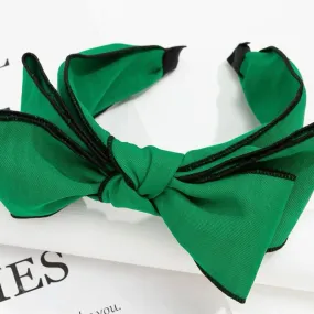 Green Bow Headband - Handmade Headpiece, Green Headpiece, Holiday Headband, Green Headband