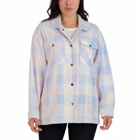 HFX Women's Relaxed Fit Front Snap Cozy Plaid Shirt Jacket