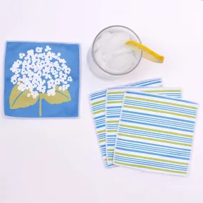 Hydrangea blu Kitchen Reusable Cocktail Napkins (Set of 8)