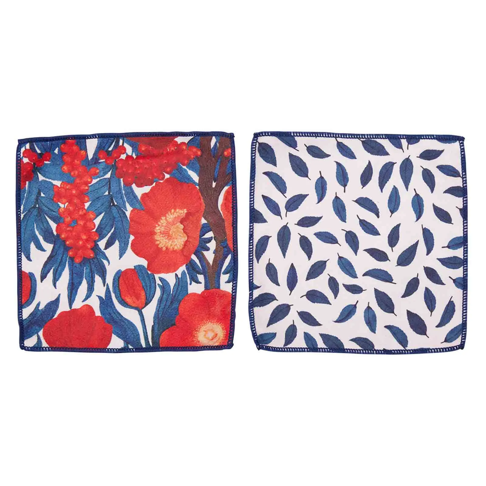 Icelandic Poppies blu Kitchen Reusable Cocktail Napkins (Set of 8)