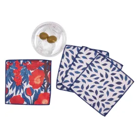 Icelandic Poppies blu Kitchen Reusable Cocktail Napkins (Set of 8)