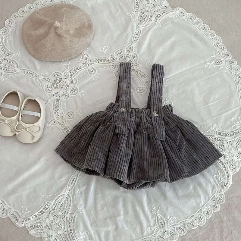 Lace Sleeve Suspender Skirt Set for Girls