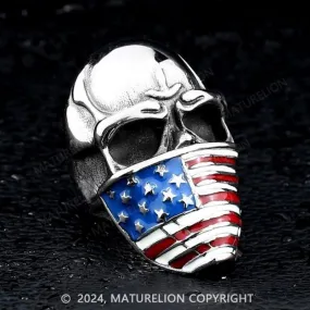 Matuerlion Men's Stainless Steel Ring American Flag Mask Skull Biker Rings