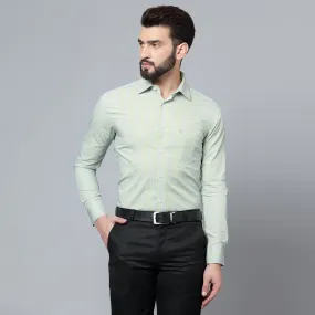 Men's Light Green Formal Narrow Stripe Full Sleeve Shirt