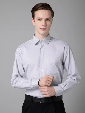 Men's Light Grey Formal Pin Stripe Full Sleeve Shirt