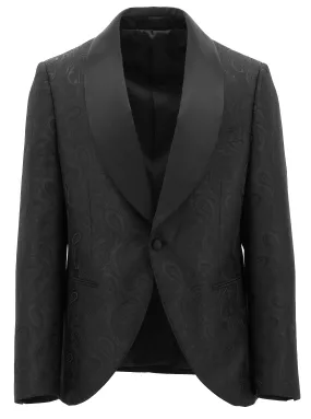 Shawl Black Paisley Print Dinner Jacket