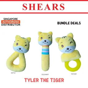 Shears Baby Soft Toy Toddler Toy Rattle Squeaker Teether Bundle Deals Ideal for Christmas Gift Savanna Series TIGER