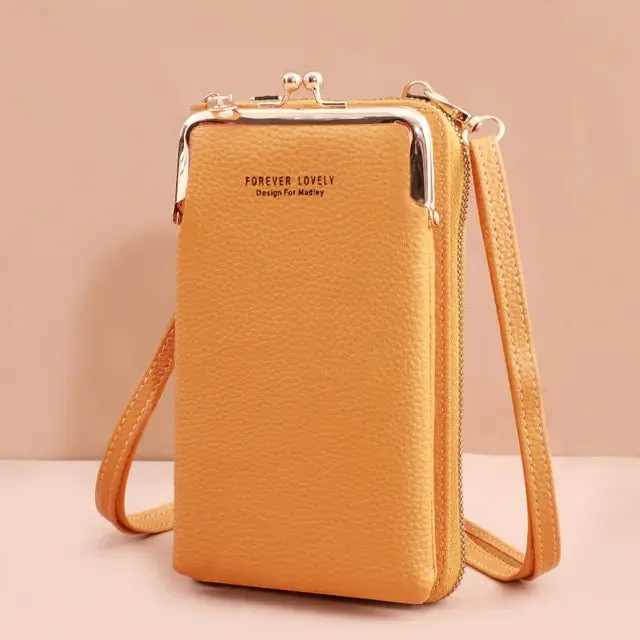 Soft Leather Cell Phone Purse Crossbody Shoulder Strap Handbag