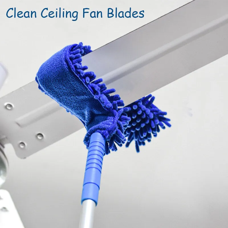 T-Shape Ceiling Fan Duster   Extendable Pole Absorb Dust Telescopic Rod Washable Microfiber Cleaner Cleaning Brush Tools