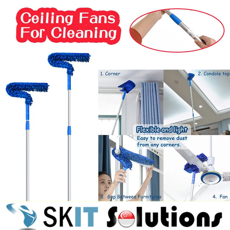 T-Shape Ceiling Fan Duster   Extendable Pole Absorb Dust Telescopic Rod Washable Microfiber Cleaner Cleaning Brush Tools