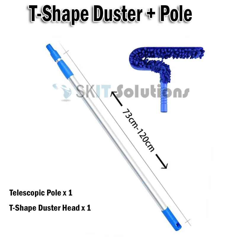 T-Shape Ceiling Fan Duster   Extendable Pole Absorb Dust Telescopic Rod Washable Microfiber Cleaner Cleaning Brush Tools