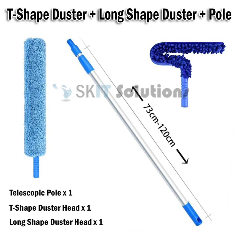 T-Shape Ceiling Fan Duster   Extendable Pole Absorb Dust Telescopic Rod Washable Microfiber Cleaner Cleaning Brush Tools