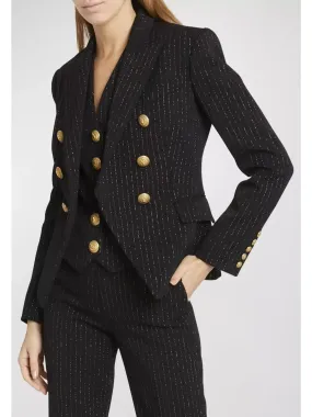 Women’s Double-Breasted Metallic Stripe Blazer Jacket