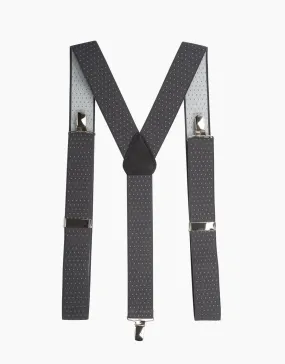 Y Back Grey/White Pindot Suspender Clip Braces